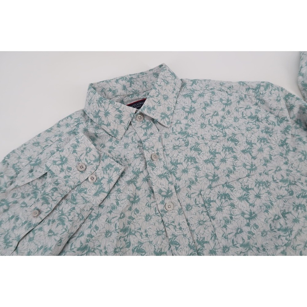 UNTUCKit Arcari Button Down Shirt Mens Small Green Gray Floral Nylon Stretch